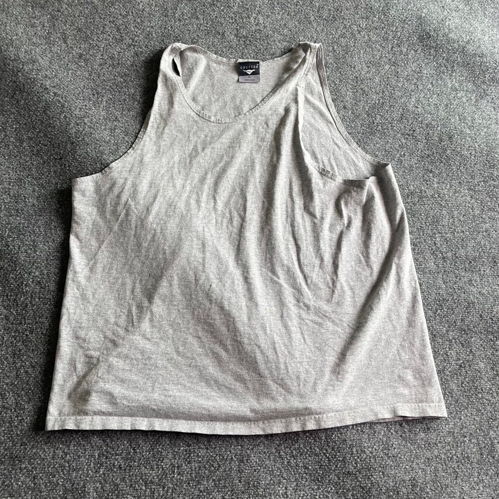 Cheetah Mens XL Tank Top Heather Gray Sleeveless Cotton Blend Activewear Shirt